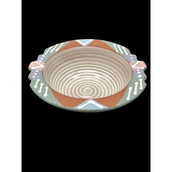 Handcrafted Terracotta Pottery Bowl Signed By Dana With Southwestern Tribal Desi - Picture 7 of 9